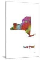 New York State Map 1-Marlene Watson-Stretched Canvas