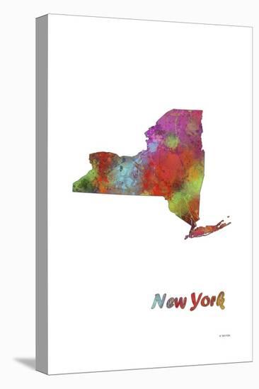 New York State Map 1-Marlene Watson-Stretched Canvas