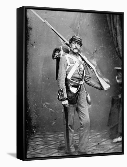 New York State Militiaman with Percussion Rifle-Musket-American Photographer-Framed Stretched Canvas