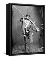 New York State Militiaman with Percussion Rifle-Musket-American Photographer-Framed Stretched Canvas