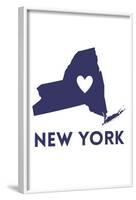 New York State Outline Heart-Lantern Press-Framed Art Print