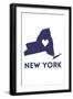 New York State Outline Heart-Lantern Press-Framed Art Print