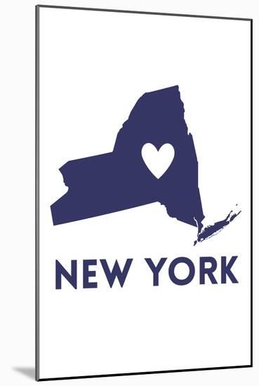 New York State Outline Heart-Lantern Press-Mounted Art Print