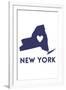 New York State Outline Heart-Lantern Press-Framed Art Print