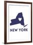 New York State Outline Heart-Lantern Press-Framed Art Print