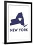 New York State Outline Heart-Lantern Press-Framed Art Print