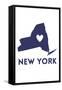 New York State Outline Heart-Lantern Press-Framed Stretched Canvas