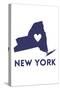 New York State Outline Heart-Lantern Press-Stretched Canvas