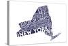 New York State Outline Typography (Blue)-Lantern Press-Stretched Canvas