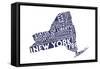 New York State Outline Typography (Blue)-Lantern Press-Framed Stretched Canvas