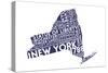 New York State Outline Typography (Blue)-Lantern Press-Stretched Canvas