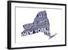 New York State Outline Typography (Blue)-Lantern Press-Framed Art Print