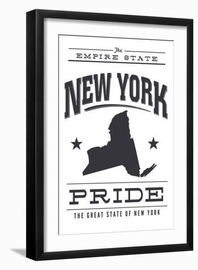 New York State Pride (Black)-Lantern Press-Framed Art Print