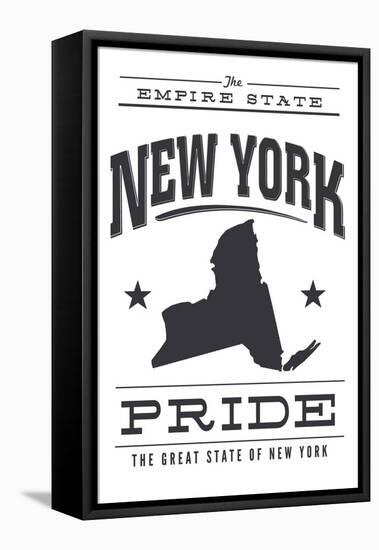 New York State Pride (Black)-Lantern Press-Framed Stretched Canvas