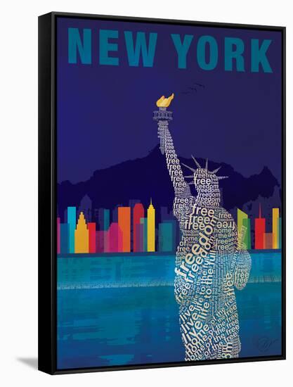 New York - Statue of Liberty-Dominique Vari-Framed Stretched Canvas