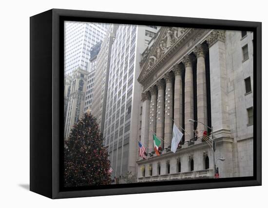 New York Stock Exchange at Christmas, New York City, New York, USA-Bill Bachmann-Framed Stretched Canvas