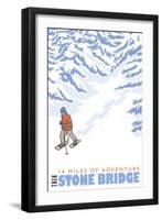 New York - Stone Bridge - Stylized Snowshoer-Lantern Press-Framed Art Print