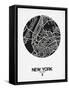 New York Street Map Black and White-null-Framed Stretched Canvas