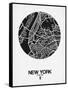 New York Street Map Black and White-NaxArt-Framed Stretched Canvas