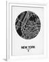 New York Street Map Black and White-NaxArt-Framed Art Print