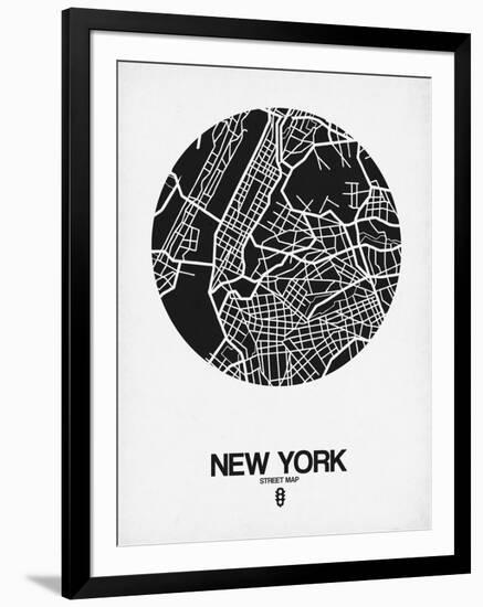 New York Street Map Black and White-NaxArt-Framed Art Print