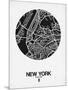 New York Street Map Black and White-NaxArt-Mounted Art Print