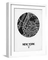 New York Street Map Black and White-NaxArt-Framed Art Print