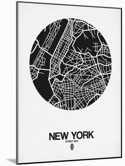 New York Street Map Black and White-NaxArt-Mounted Art Print