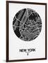 New York Street Map Black and White-NaxArt-Framed Art Print