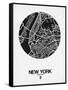 New York Street Map Black and White-NaxArt-Framed Stretched Canvas