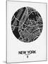 New York Street Map Black and White-NaxArt-Mounted Art Print