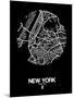 New York Street Map Black-NaxArt-Mounted Art Print