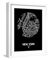 New York Street Map Black-NaxArt-Framed Art Print