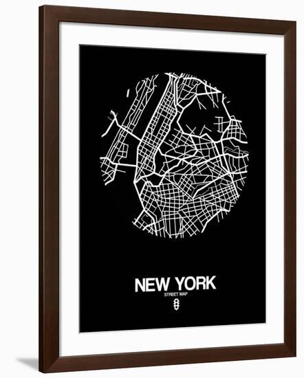 New York Street Map Black-NaxArt-Framed Art Print