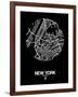 New York Street Map Black-NaxArt-Framed Art Print