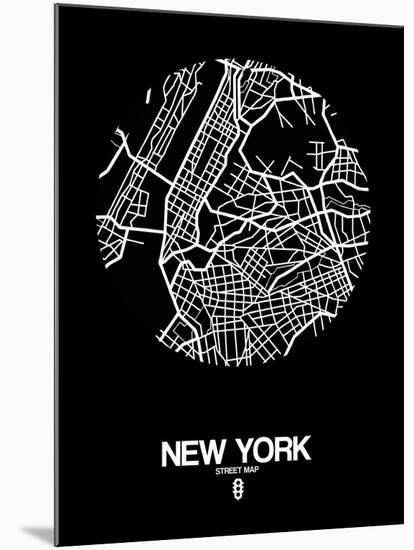 New York Street Map Black-NaxArt-Mounted Art Print