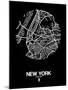 New York Street Map Black-NaxArt-Mounted Art Print