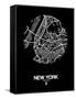 New York Street Map Black-NaxArt-Framed Stretched Canvas