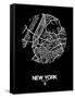 New York Street Map Black-NaxArt-Framed Stretched Canvas
