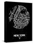 New York Street Map Black-NaxArt-Stretched Canvas