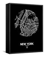 New York Street Map Black-null-Framed Stretched Canvas