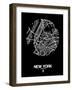 New York Street Map Black-null-Framed Art Print
