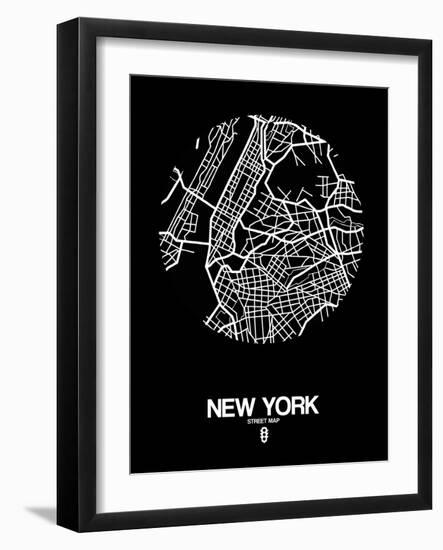 New York Street Map Black-null-Framed Art Print