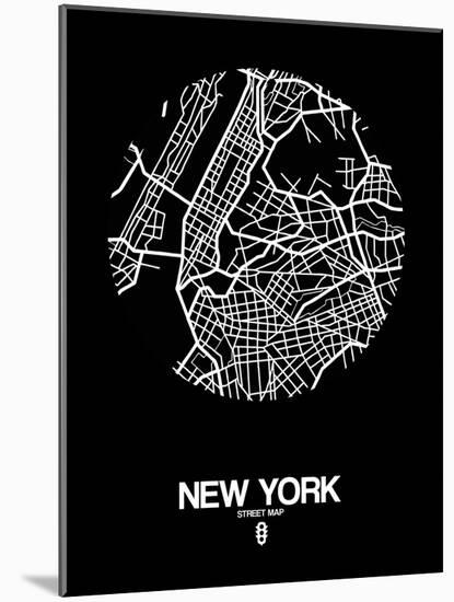New York Street Map Black-null-Mounted Art Print