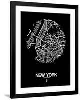 New York Street Map Black-null-Framed Art Print