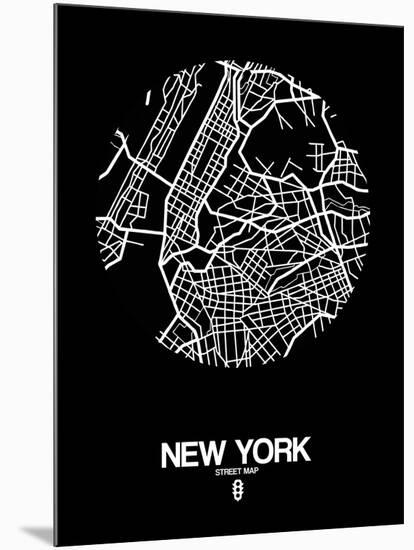 New York Street Map Black-null-Mounted Art Print