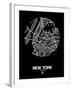 New York Street Map Black-null-Framed Art Print