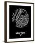 New York Street Map Black-null-Framed Art Print