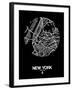 New York Street Map Black-null-Framed Art Print