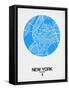 New York Street Map Blue-null-Framed Stretched Canvas